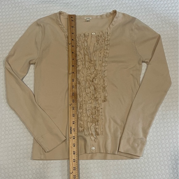 J. Crew. Sz Small. 100% cotton cardigan. Silk/cotton blend ruffles - Picture 11 of 14